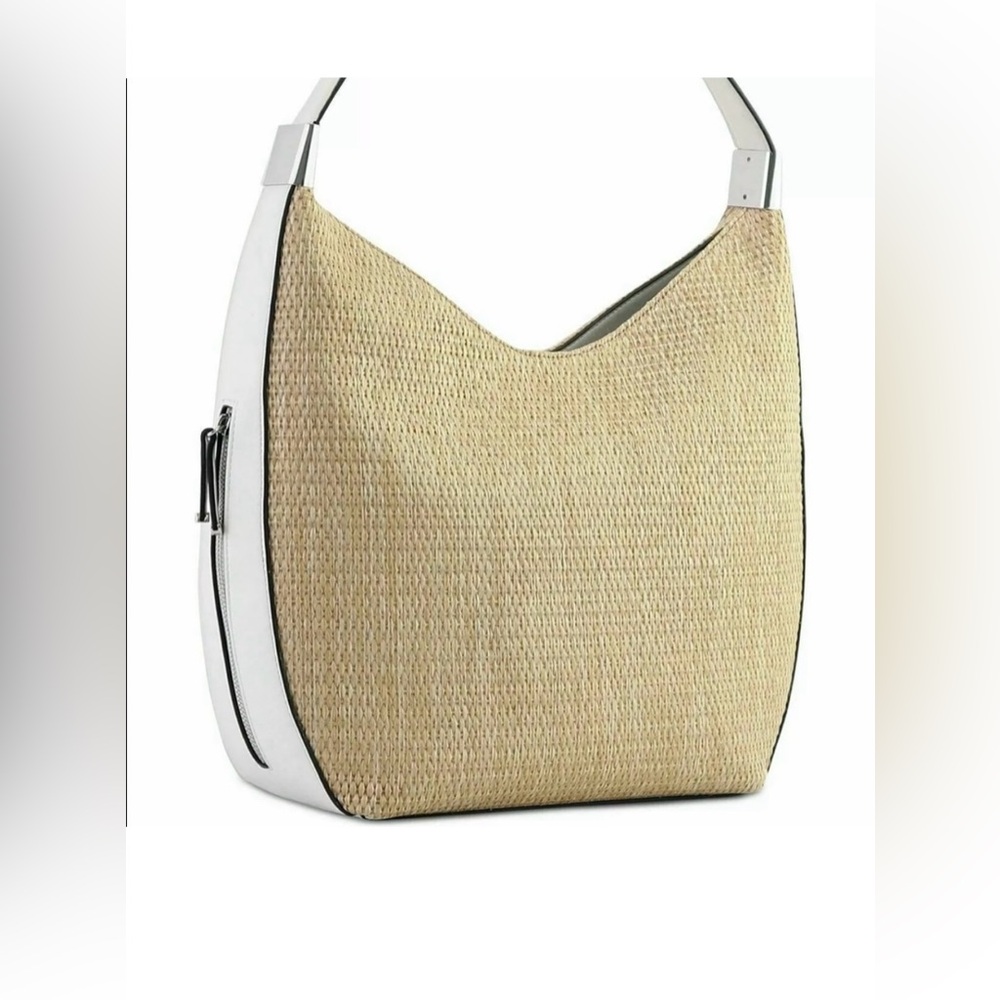 June 7th train π giveaway Alfani Tan and White Shoulder Bag with Textured Design - Picture 3 of 11
